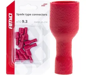 AMiO Konektory izolované - samice červená 6.3mm 0.5-1.5mm2 10A / sada 10ks