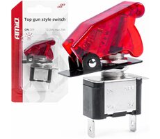 AMiO Vypínač/spínač páčkový s červeným podsvícením a jištěním 12/24V 20A