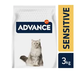 ADVANCE CAT Adult losos a rýže Sensitive 3kg / Superprémiové krmivo (granule) / pro dospělé kočky s citlivým trávením