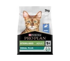 Purina Pro Plan Cat Renal Plus Sterilised králík 3kg / Granule pro kočky / pro kastrované kočky od 1 roku