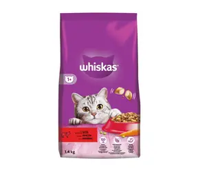 WHISKAS granule s hovězím masem 1.4kg / Granule pro kočky / pro dospělé kočky