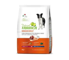 Natural Trainer Medium Adult prosciutto a rýže 3kg / Kompletní krmivo pro dospělé psy středních plemen