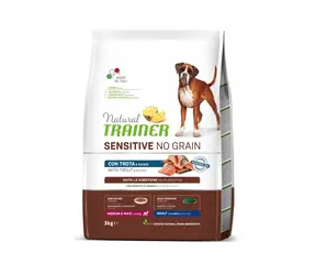 Natural Trainer Sensitive dog NO GRAIN M/M pstruh 3kg / Kompletní krmivo pro dospělé psy středních a velkých plemen