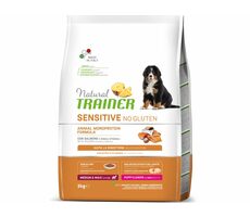 Trainer Natural Sensitive No gluten Adult Medium/Maxi losos 3kg / Kompletní krmivo pro střední a velká plemena psů