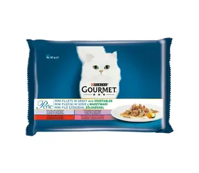 Purina Gourmet Perle mini filetky ve štávě se zeleninou 4x85g / Kapsičky pro kočky