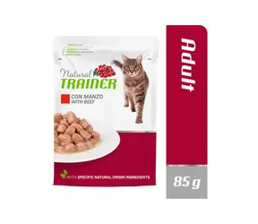 Natural Trainer Cat adult hovězí 85 g / Kapsička pro kočky