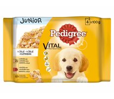 Pedigree kapsička 4 pack JUNIOR v ŽELÉ: kuřecí a rýže + hovězí a rýže 400 g  / Kapsička pro psy