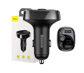 Baseus CCMT000001 MP3 FM Transmiter černá / 2x USB-A / micro SD / Bluetooth / mikrofon