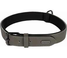 Flamingo Binti Kožený obojek s neoprenem šedá L