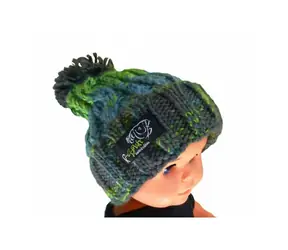 R-SPEKT Dětský kulich Maxi PomPom Beanie Šedozelený