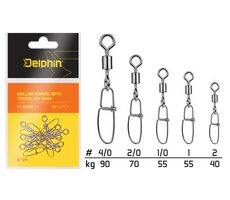 Delphin Karabinka s obratlíkem Rolling Swivel with Crosslock Snap Velikost 2 40kg 10ks