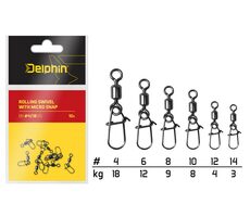 Delphin Karabinka s obratlíkem Rolling Swivel with Micro Snap Velikost 12 4kg 10ks