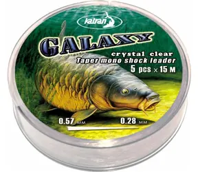 Katran Vlasec ujímaný Taper Mono Shock Leader Galaxy 5x15m 0,26-0,57mm