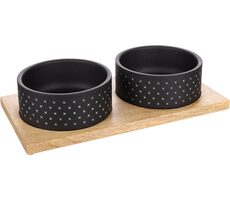 Flamingo Duo Dinner Nervo Nerezové misky pro psy černá 2x840ml