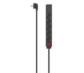 Hama Prodlužovací kabel s vypínačem 1.4 m černá / 5x Schuko & 2x USB-A