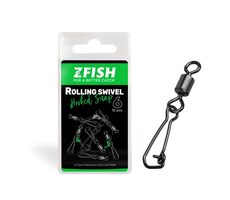 Zfish Obratlík Rolling Swivel & Hooked Snap Velikost 12 18kg 10ks