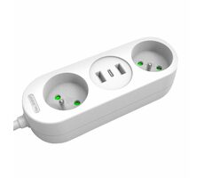 Solight 2z + USB A+C 17W 1.5m bílá / 2 zásuvky / 2x USB-A (max 17W) / 1x USB-C (max 17W)