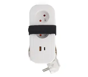 Solight 2z + USB A+C 20W PD cestovní prodlužovací přívod 1.5m bílá
