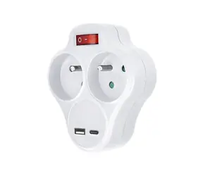 Solight P99USBC rozbočka s USB A+C nabíječkou 2 x 10A bílá / vypínač