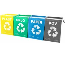 SIXTOL SORT EASY 4 METAL 4ks / Tašky na tříděný odpad / 30x30x40cm / 4x36l