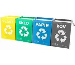 SIXTOL SORT EASY 4 METAL 4ks / Tašky na tříděný odpad / 30x30x40cm / 4x36l
