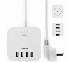 Huslog Prodlužovací přívod 230V 1.5m bílá / 3 zásuvky / 4x USB-A