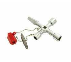 GEKO Univerzální klíč na řetízku pro technické skříně / 4 druhy klíčů + bit