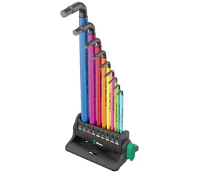 WERA 950/9 Hex-Plus Multicolour 3 sada úhlových klíčů / metrické / BlackLaser / 10 dílný