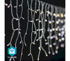 Nedis Vánoční Osvětlení SmartLife / Rampouch / Wi-Fi / Teplé až chladné bílé / 400 LED's / 8.00 m / Android & iOS