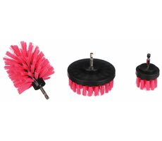 SIXTOL CAR DETAILING DRILL BRUSH PINK 3 / Sada kartáčů na vrtačku pro čištění auta / 3ks 