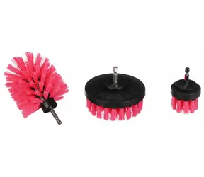 SIXTOL CAR DETAILING DRILL BRUSH PINK 3 / Sada kartáčů na vrtačku pro čištění auta / 3ks 