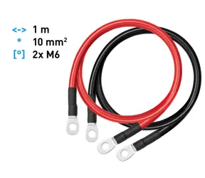 AVACOM KBL-1M10-Q6Q6D / propojovací kabel / 10mm2 / 1m / 2x očko M6 / 2 kusy