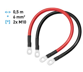 AVACOM KBL-5D06-Q10Q10D / propojovací kabel / 6mm2 / 0.5m / 2x očko M10 / 2 kusy