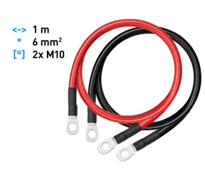 AVACOM KBL-1M06-Q10Q10D / propojovací kabel / 6mm2 / 1m / 2x očko M10 / 2 kusy