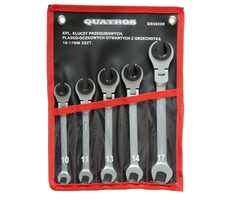 QUATROS Očkoploché kloubové klíče s ráčnou na převlečné matice 10 - 17 mm 5 ks 