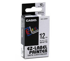 CASIO originální páska do tiskárny štítků CASIO XR-12WE1 / černý tisk / bílý podklad / nelaminovaná / 8m / 12mm