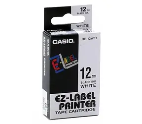 CASIO originální páska do tiskárny štítků CASIO XR-12WE1 / černý tisk / bílý podklad / nelaminovaná / 8m / 12mm