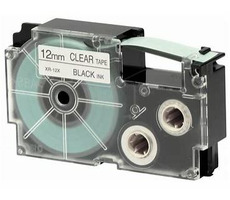 CASIO originální páska do tiskárny štítků CASIO XR-12X1 / černý tisk / průhledný podklad / nelaminovaná / 8m / 12mm