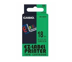 CASIO originální páska do tiskárny štítků CASIO XR-18GN1 / černý tisk / zelený podklad / nelaminovaná / 8m / 18mm
