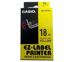 CASIO originální páska do tiskárny štítků CASIO XR-18YW1 / černý tisk / žlutý podklad / nelaminovaná / 8m / 18mm
