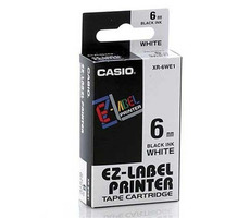 CASIO originální páska do tiskárny štítků CASIO XR-6WE1 / černý tisk / bílý podklad / nelaminovaná / 8m / 6mm