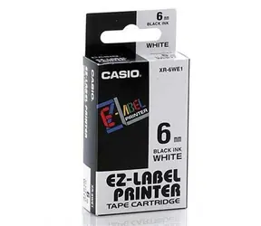 CASIO originální páska do tiskárny štítků CASIO XR-6WE1 / černý tisk / bílý podklad / nelaminovaná / 8m / 6mm