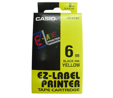 CASIO originální páska do tiskárny štítků CASIO XR-6YW1 / černý tisk / žlutý podklad / nelaminovaná / 8m / 6mm