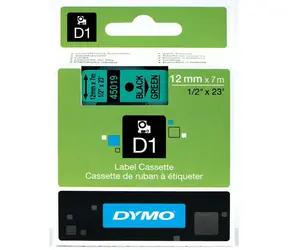 Dymo páska D1 12mm x 7m černá na zelené