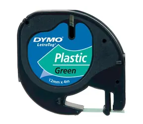 Dymo originální páska do tiskárny štítků 12mm x 4m (zelený podklad) / černý tisk / LetraTag plastová páska