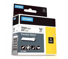 Dymo originální páska do tiskárny štítků 19mm x 3.5m / černý tisk / bílý podklad / RHINO nylonová flexibilní