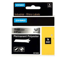 Dymo originální páska do tiskárny štítků 19mm x 5.5m (metalický podklad) / černý tisk / RHINO permanentní polyesterová D