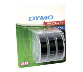 Dymo originální páska do tiskárny štítků 9mm x 3m (černý podklad ) 3ks / bílý tisk / 3D