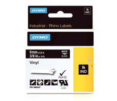 Dymo originální páska do tiskárny štítků 9mm x 5.5mm / bílý tisk / černý podklad / RHINO vinylová profi D1