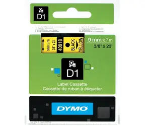 Dymo originální páska do tiskárny štítků 9mm x 7m (žlutý podklad) / černý tisk / D1